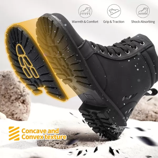 hash bubbie Women's Waterproof Ankle Boots Non Slip Combat Boots Black Fuzzy Winter Boots White Lace up Snow Boots for women Fall Boots with Zipper