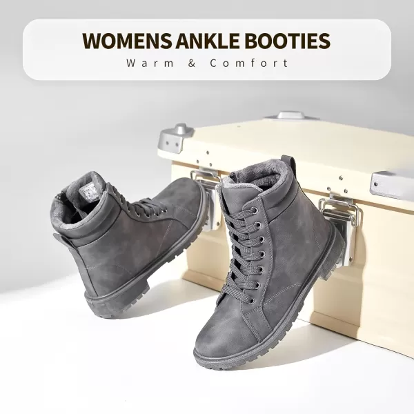 hash bubbie Women's Waterproof Ankle Boots Non Slip Combat Boots Black Fuzzy Winter Boots White Lace up Snow Boots for women Fall Boots with Zipper