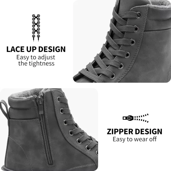hash bubbie Women's Waterproof Ankle Boots Non Slip Combat Boots Black Fuzzy Winter Boots White Lace up Snow Boots for women Fall Boots with Zipper