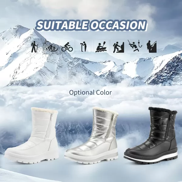 hash bubbie Women's Waterproof Winter Boots Fuzzy Snow Boots with Zipper Warm Mid Calf Boots for Women Womens Boots for the Cold