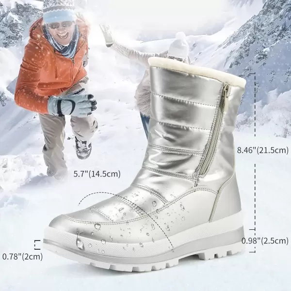 hash bubbie Women's Waterproof Winter Boots Fuzzy Snow Boots with Zipper Warm Mid Calf Boots for Women Womens Boots for the Cold