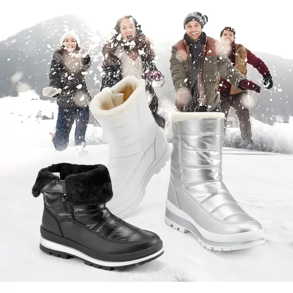 hash bubbie Women's Waterproof Winter Boots Fuzzy Snow Boots with Zipper Warm Mid Calf Boots for Women Womens Boots for the Cold