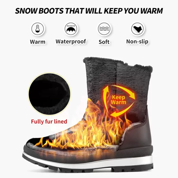 hash bubbie Women's Waterproof Winter Boots Fuzzy Snow Boots with Zipper Warm Mid Calf Boots for Women Womens Boots for the Cold