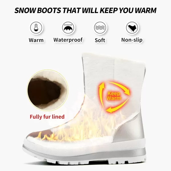 hash bubbie Women's Waterproof Winter Boots Fuzzy Snow Boots with Zipper Warm Mid Calf Boots for Women Womens Boots for the Cold