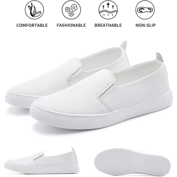 hash bubbie Womens White PU Leather Sneakers Low Top Tennis Shoes Casual Walking Shoes