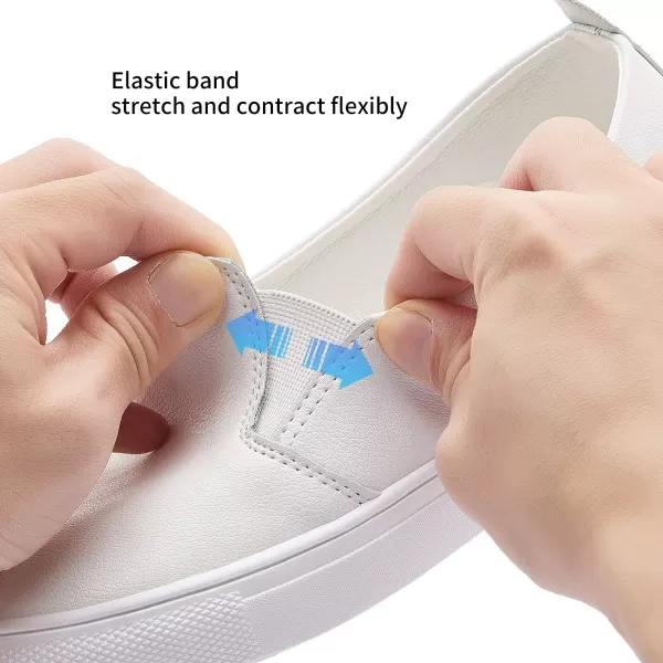 hash bubbie Womens White PU Leather Sneakers Low Top Tennis Shoes Casual Walking Shoes