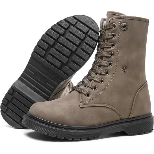 TUOPIN Women Fashion Ankle Boots, PU Lace-up Women's Combat Boots, Fleecing Warm Comfort Chelsea Anti-slip Womens Ankle Boots
