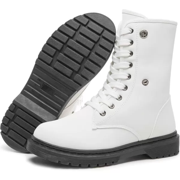 TUOPIN Women Fashion Ankle Boots, PU Lace-up Women's Combat Boots, Fleecing Warm Comfort Chelsea Anti-slip Womens Ankle Boots