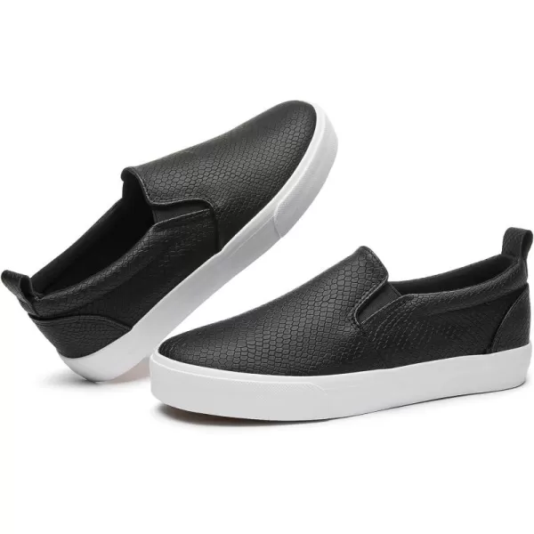 TUOPIN Womens Synthetic Leather Slip On Shoes,Padded Collar Slip on Sneakers for Women,Casual Loafers Walking Shoes