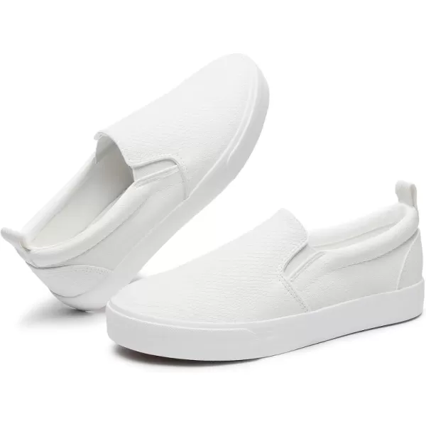 TUOPIN Womens Synthetic Leather Slip On Shoes,Padded Collar Slip on Sneakers for Women,Casual Loafers Walking Shoes