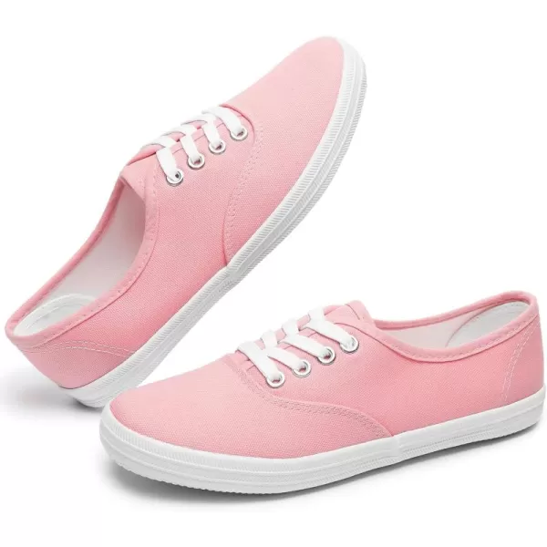 TUOPIN Womens White Canvas Sneakers Low Top Lace-up Canvas Shoes Lightweight Casual Tennis Shoes…
