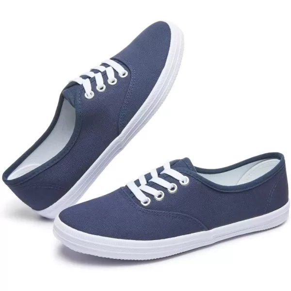 TUOPIN Womens White Canvas Sneakers Low Top Lace-up Canvas Shoes Lightweight Casual Tennis Shoes…