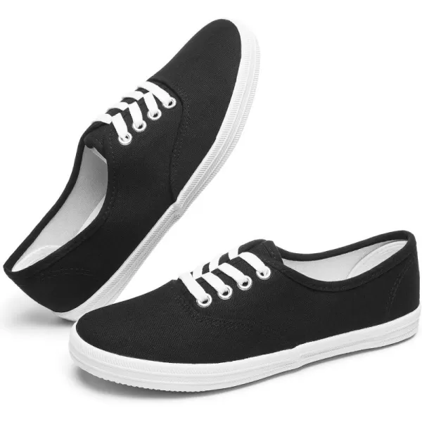 TUOPIN Womens White Canvas Sneakers Low Top Lace-up Canvas Shoes Lightweight Casual Tennis Shoes…