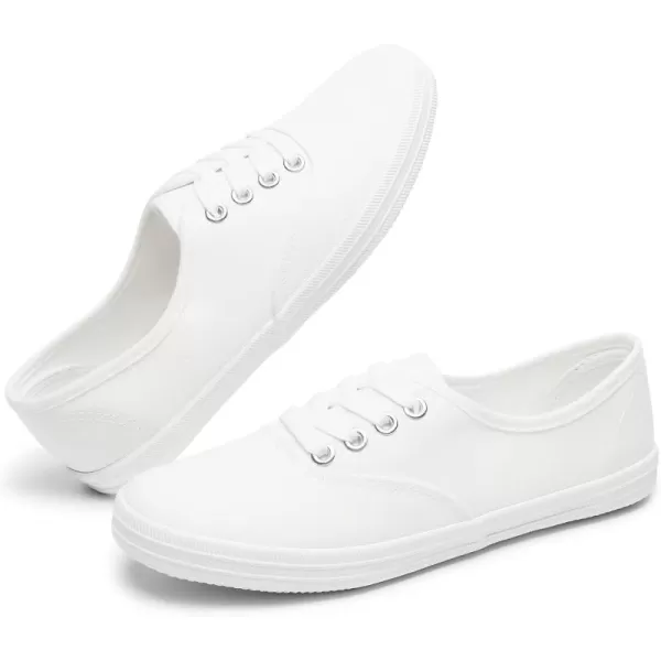 TUOPIN Womens White Canvas Sneakers Low Top Lace-up Canvas Shoes Lightweight Casual Tennis Shoes…