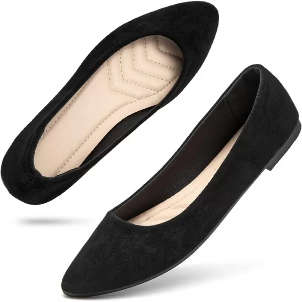 hash bubbie Black Flats Shoes Women Women's Dress Shoes Suede Dressy Casual Shoes Ballet Flats Loafers Comfortable Slip on Shoes