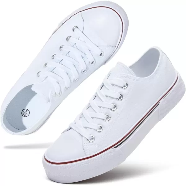 hash bubbie White Sneakers for Women Low Top Canvas Shoes Womens Canvas Sneakers Women's Fashion Sneakers Slip on Casual Tennis Shoes