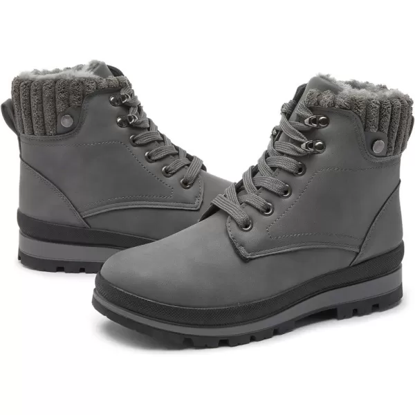 hash bubbie Women's Combat Boots Black Platform Boots Non Slip Waterproof Ankle Boots Fall Winter Hiking Boots White Fuzzy Snow Boots for women with Zipper
