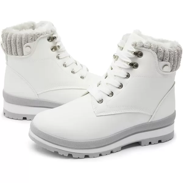 hash bubbie Women's Combat Boots Black Platform Boots Non Slip Waterproof Ankle Boots Fall Winter Hiking Boots White Fuzzy Snow Boots for women with Zipper