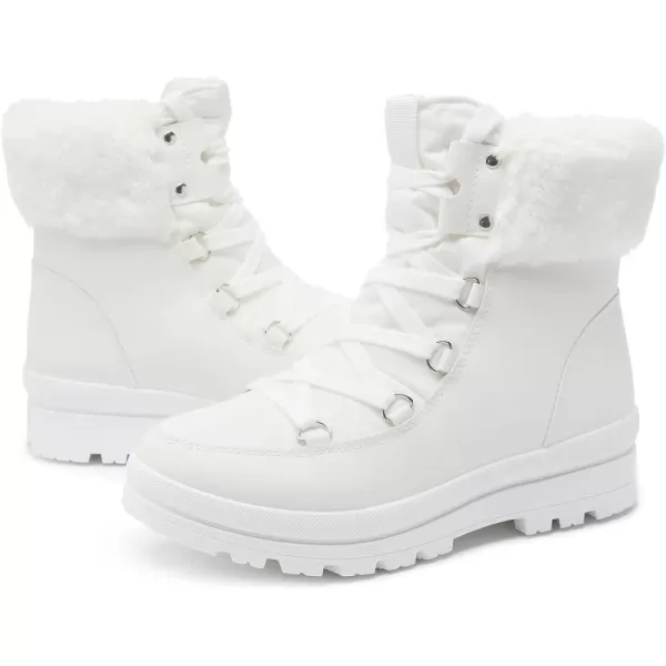 hash bubbie Women's Fuzzy Mid-Calf Boots Lace up Snow Boots for women Non Slip Combat Boots Black Winter Boots White Combat Boots