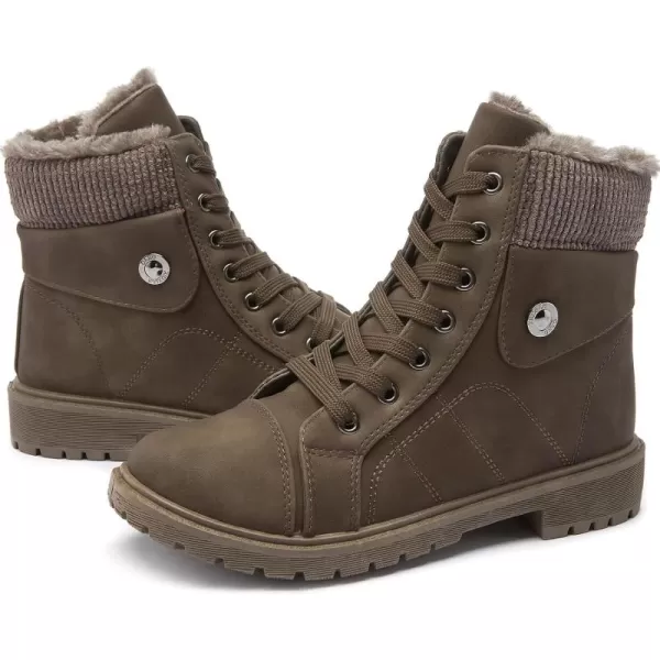 hash bubbie Women's Waterproof Ankle Boots Non Slip Combat Boots Black Fuzzy Winter Boots White Lace up Snow Boots for women Fall Boots with Zipper