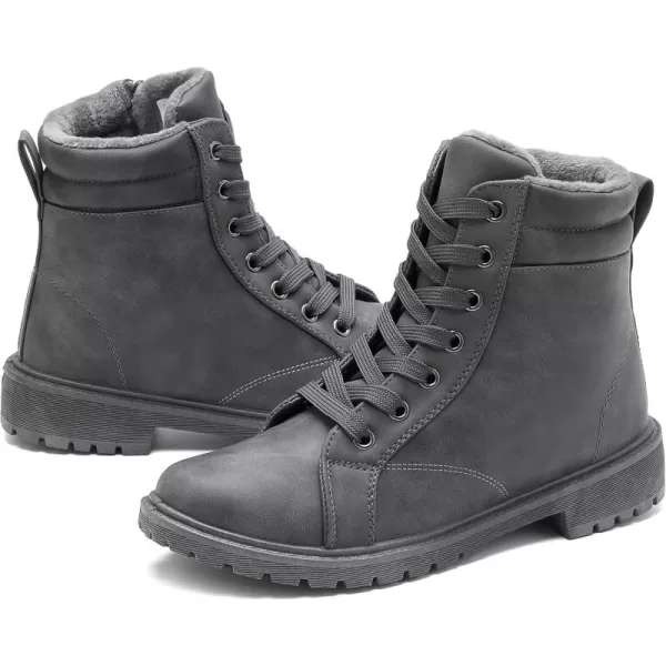 hash bubbie Women's Waterproof Ankle Boots Non Slip Combat Boots Black Fuzzy Winter Boots White Lace up Snow Boots for women Fall Boots with Zipper