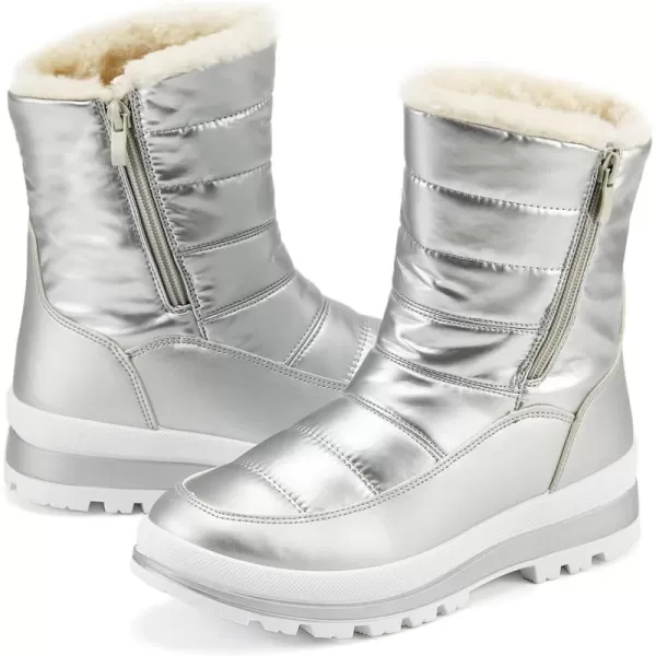 hash bubbie Women's Waterproof Winter Boots Fuzzy Snow Boots with Zipper Warm Mid Calf Boots for Women Womens Boots for the Cold