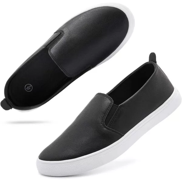 hash bubbie Womens White PU Leather Sneakers Low Top Tennis Shoes Casual Walking Shoes