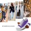 imagehash bubbie White Sneakers for Women Low Top Canvas Shoes Womens Canvas Sneakers Womens Fashion Sneakers Slip on Casual Tennis ShoesDark Purple