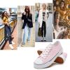 imagehash bubbie White Sneakers for Women Low Top Canvas Shoes Womens Canvas Sneakers Womens Fashion Sneakers Slip on Casual Tennis ShoesPink
