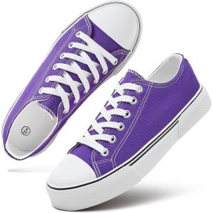 imagehash bubbie White Sneakers for Women Low Top Canvas Shoes Womens Canvas Sneakers Womens Fashion Sneakers Slip on Casual Tennis ShoesDark Purple