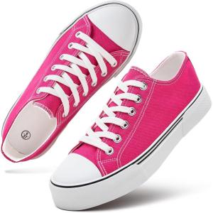imagehash bubbie White Sneakers for Women Low Top Canvas Shoes Womens Canvas Sneakers Womens Fashion Sneakers Slip on Casual Tennis ShoesRose Red