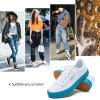 imagehash bubbie Unisex Slip on Sneakers Womens Canvas Sneakers Classic Non Slip Canvas Shoes Casual Tennis Shoes for MenWhite Blue