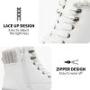 imagehash bubbie Womens White Combat Boots Black Platform Boots Non Slip Waterproof Ankle Boots Fall Winter Hiking Boots Fuzzy Snow Boots for women with ZipperWhite