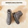 imagehash bubbie Womens White Combat Boots Black Platform Boots Non Slip Waterproof Ankle Boots Fall Winter Hiking Boots Fuzzy Snow Boots for women with ZipperDark Grey