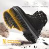 imagehash bubbie Womens White Combat Boots Black Platform Boots Non Slip Waterproof Ankle Boots Fall Winter Hiking Boots Fuzzy Snow Boots for women with ZipperBlack