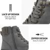 imagehash bubbie Womens White Combat Boots Black Platform Boots Non Slip Waterproof Ankle Boots Fall Winter Hiking Boots Fuzzy Snow Boots for women with ZipperDark Grey