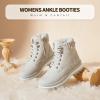 imagehash bubbie Womens White Combat Boots Black Platform Boots Non Slip Waterproof Ankle Boots Fall Winter Hiking Boots Fuzzy Snow Boots for women with ZipperLight Grey