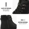 imagehash bubbie Womens White Combat Boots Black Platform Boots Non Slip Waterproof Ankle Boots Fall Winter Hiking Boots Fuzzy Snow Boots for women with ZipperBlack