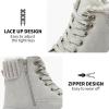 imagehash bubbie Womens White Combat Boots Black Platform Boots Non Slip Waterproof Ankle Boots Fall Winter Hiking Boots Fuzzy Snow Boots for women with ZipperLight Grey