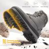 imagehash bubbie Womens White Combat Boots Black Platform Boots Non Slip Waterproof Ankle Boots Fall Winter Hiking Boots Fuzzy Snow Boots for women with ZipperDark Grey
