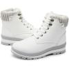 imagehash bubbie Womens White Combat Boots Black Platform Boots Non Slip Waterproof Ankle Boots Fall Winter Hiking Boots Fuzzy Snow Boots for women with ZipperWhite