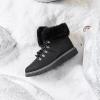 imagehash bubbie Womens Winter Boots Ankle Booties for Women Warm Fuzzy Boots Lace up PU Leather Snow Boots with ZipperBlack