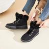 imagehash bubbie Womens Winter Boots Ankle Booties for Women Warm Fuzzy Boots Lace up PU Leather Snow Boots with ZipperBlack