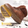 imagehash bubbie Womens Winter Boots Ankle Booties for Women Warm Fuzzy Boots Lace up PU Leather Snow Boots with ZipperBrown