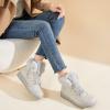 imagehash bubbie Womens Winter Boots Ankle Booties for Women Warm Fuzzy Boots Lace up PU Leather Snow Boots with ZipperLight Grey