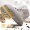 imagehash bubbie Womens Winter Boots Ankle Booties for Women Warm Fuzzy Boots Lace up PU Leather Snow Boots with ZipperLight Grey