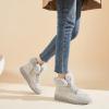 imagehash bubbie Womens Winter Boots Ankle Booties for Women Warm Fuzzy Boots Lace up PU Leather Snow Boots with ZipperLight Grey