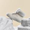imagehash bubbie Womens Winter Boots Ankle Booties for Women Warm Fuzzy Boots Lace up PU Leather Snow Boots with ZipperLight Grey