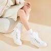 imagehash bubbie Womens Winter Boots Ankle Booties for Women Warm Fuzzy Boots Lace up PU Leather Snow Boots with ZipperWhite