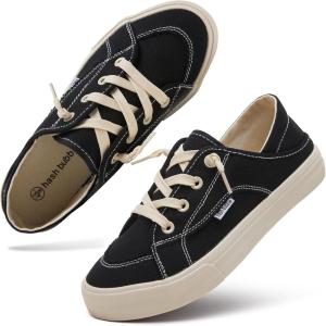 imagehash bubbie Womens Slip on Shoes Canvas Shoes Non Slip Fashion Sneakers for Women Low Top LoafersBlack